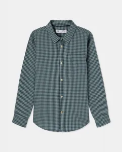 Детская рубашка с длинным рукавом в клетку из поплина Kids El Corte Inglés, зеленый