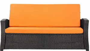 Подушка для скамейки 120×60×50x7 см оранжевая - подушка для сиденья садовой скамейки со съемным чехлом, удобная обивка для улицы и террасы