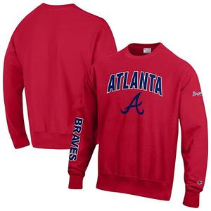 Мужской свитшот Atlanta Braves Reverse Weave Chenille алого цвета Champion