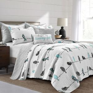 Одеяло Lush Decor Rowley Birds Набор из 7 предметов, цвет Blue Gray