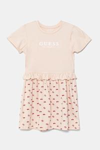 Детское хлопковое платье Guess, бежевый