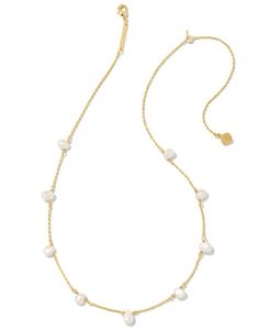 Ожерелье Лейтон из пресноводного культивированного жемчуга, покрытого 14-каратным золотом поверх латуни Kendra Scott, Gold White