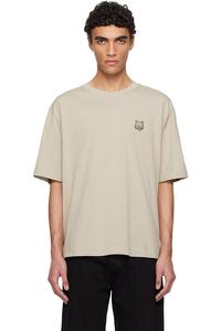 Футболка оверсайз с принтом головы дерзкого лиса Maison Kitsuné, цвет truffle