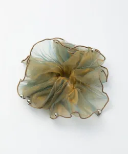 Прозрачная резинка для волос из органзы с бусинами Discoat, цвет Blue