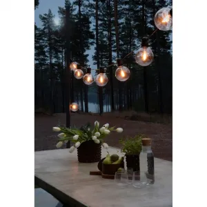 Светодиодная гирлянда Рождественский декор для улицы 10 лампочек с эффектом пламени, светодиодные шарики для вечеринки, ретро-дизайн, черная, 10 диодов Konstsmide, черный