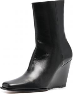 Женские ботильоны FOWT с квадратным носком, боковой молнией, на танкетке и высоком каблуке, повседневные, для ежедневной ходьбы, размер 4-16 US, Black