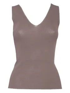 Топ в рубчик с V-образным вырезом Filippo De Laurentiis, коричневый
