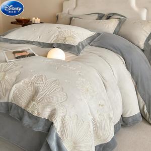 Disney Комплект постельного белья, 4 предмета, простыня на резинке 180 см, ванильно-серый + классический серый