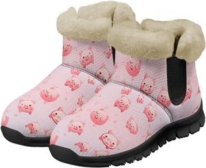 Женские зимние сапоги Jeiento Cartoon Pig с теплой внутренней отделкой, уютные обувь для женщин, Pink Cartoon Pig