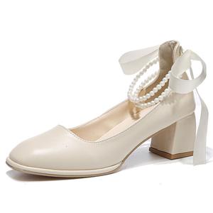 Массивные туфли на высокой шпильке Women's TAOLEI, Ecru