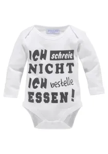 Миниатюрное боди "Я не кричу, я заказываю еду", из натурального хлопка Klitzeklein, белый