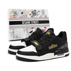 SESAME STREET Амортизирующие противоскользящие и износостойкие баскетбольные кроссовки мид-топ Unisex - White Black Low-Top 3128, цвет White Black Low-Top 3128