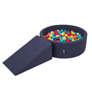 Детская пенная площадка Kiddymoon Ppzp-Ok30D-112 с шариками Темно-синий: Светло-зеленый-желтый-бирюзовый-оранжевый-темно-розовый-фиолетовый Бассейн 100/Клин L