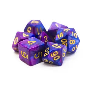 Поли-набор «Лаванда и синий с золотом» (7), Acrylic-Resin Dice - Vorpal (Poly Sets)