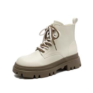 Ботинки Martin Boot 4cm Women's ZHR, бежевые [С утеплённой подкладкой и скрытой платформой]