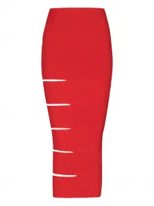 Трикотажная юбка с вырезами Balmain, красный