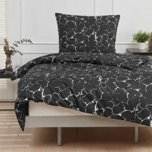 Комплект постельного белья Мрамор, пододеяльник, двусторонний, современный, 4 размера, цвет: черный, размер: 200 x 200 см Mixibaby