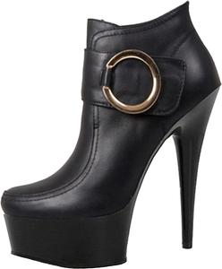 Женские модные сексуальные ботинки с круглым носком, шпилька 15 см/5.91 дюйма, стильные элегантные ботинки для девушек, клубные ботинки с низкой платформой на высоком каблуке, ботильоны, ботинки для стриптиза на высоком каблуке Stool, Black