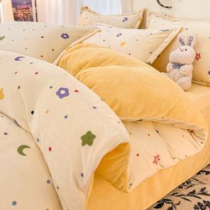 Disney Пододеяльник 200х230 см, зимний утепленный молочный вельвет, сказочный звездный небосвод