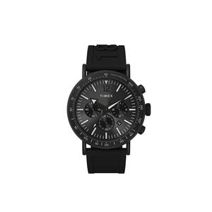 Timex Наручные часы WATERBURY Collection, кварцевый механизм, полимерный ремешок, 43 мм, черный циферблат, мужские часы TW2V71900