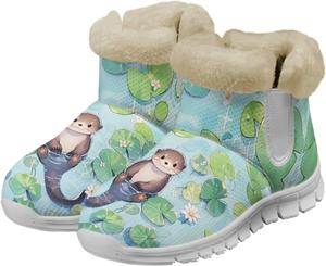 Зимние ботинки chaqlin Otter Snow с флисовым плюшем для женщин, теплые повседневные уличные ботинки с плоской подошвой, противоскользящие, широкие, легкие и удобные рабочие ботинки