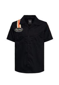 Рубашка с короткими рукавами и гоночными полосками Kustom Kulture KING KEROSIN, черный