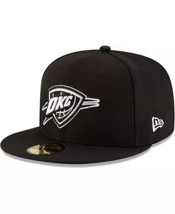 Мужская черная приталенная шляпа с черно-белым логотипом Oklahoma City Thunder 59FIFTY New Era