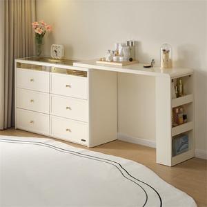 Quanu Комод для спальни из массива дерева, 2 ящика, с прикроватной тумбой, цвет Mushi White