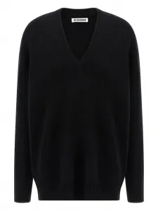 Свитер с V-образным вырезом JIL SANDER, черный