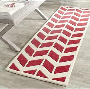 SAFAVIEH, 69 x 214 см, Ковер-дорожка handmade chevron premium wool, красный/слоновая кость