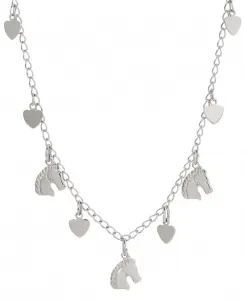 Серебряное ожерелье с подвеской в виде лошадиного сердца 2028, gray