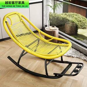 Fantasy Кресло-качалка из ротанга rainbow, желтая усиленная рама