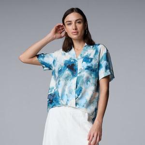 Женский топ с запахом и струящимся силуэтом Simply Vera Vera Wang, цвет teal water texture