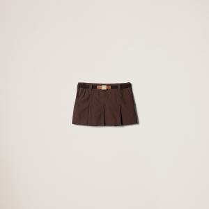 Мини-юбка из панамского хлопка MIU MIU, какао коричневый