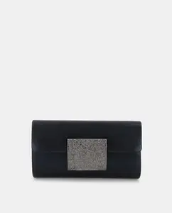 Черный праздничный клатч металлик со стразами Menbur, черный