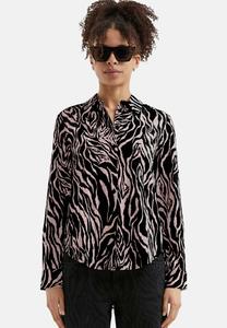 Блуза QS MIT ALL-OVER-PRINT, Schwarz/Mottled Black