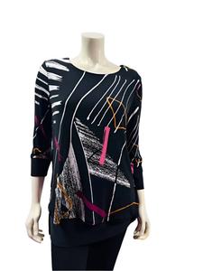 Женская абстрактная блузка с рукавом три четверти в мультиколоре Frank Lyman