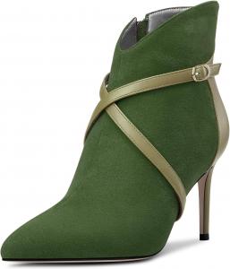 Женские ботильоны Castamere с высоким каблуком, заостренным носком, короткие ботинки с перекрестным ремешком, застежкой-молнией и комбинированной отделкой, на каблуке 8 см, для вечернего выхода