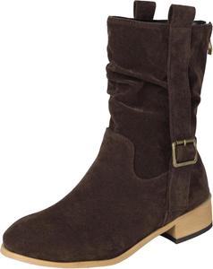 Женские ботильоны с низким массивным каблуком и молнией, повседневные мягкие ботинки в простом дизайне для ежедневного ношения BULVJ, Brown