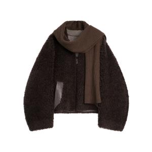 ELLE Вельветовая куртка женская Coffee с V-образным вырезом утепленная