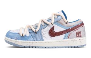 Jordan Баскетбольные кроссовки Air 1 Golden Bamboo Low Top Vintage унисекс сине-белые