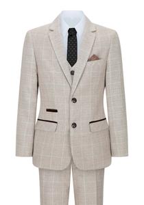 Костюм-тройка из твида в клетку Holland Check Paul Andrew, бежевый