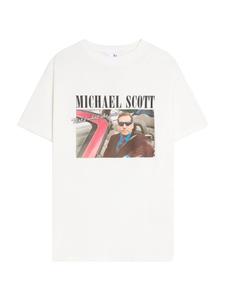 Bershka Футболка 'SCOTT THE OFFI' в цвете Off White