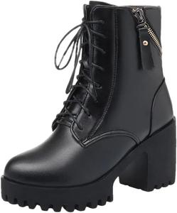 Женские ботинки Niiyyjj из натуральной кожи, с утеплителем из натуральной шерсти, боевые ботинки на шнуровке и молнии, короткие ботинки, Fleece Black