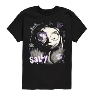 Футболка с принтом "Кошмар перед Рождеством" и рисунками Салли для мальчиков 8-20 Disney, черный