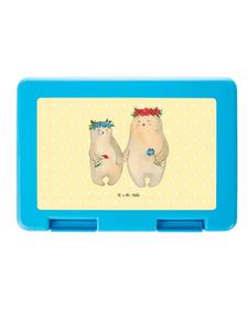 Mr. & Mrs. Panda Ланчбокс с изображением медведя, украшенный цветочным венком, без надписи, пастельно-желтого цвета