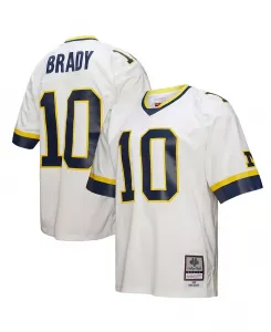 Мужская футболка Tom Brady White Michigan Wolverines 1999 Legacy Jersey Mitchell & Ness