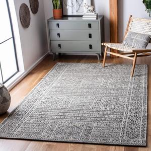 Ковер SAFAVIEH, 183 x 183 см, Abstract Collection, Grey & Black, ручной работы из шерсти, идеален для помещений с высокой проходимостью в гостиной, спальне (ABT967F)