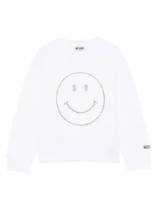 Толстовка с кристаллами Moschino Kids, белый