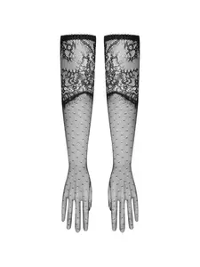 Кружевные перчатки Gants opera в горошек Maison Close, черный